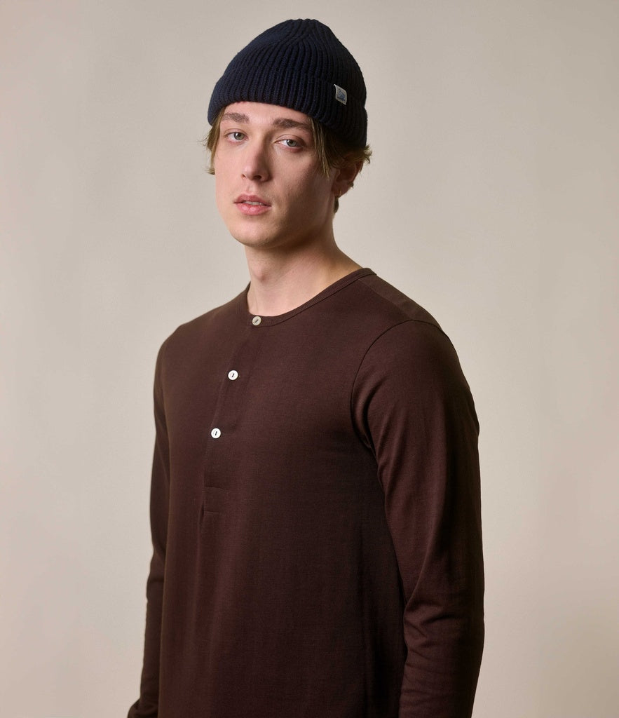HENLEY LOOPWHEELED longsleeve [coffee]