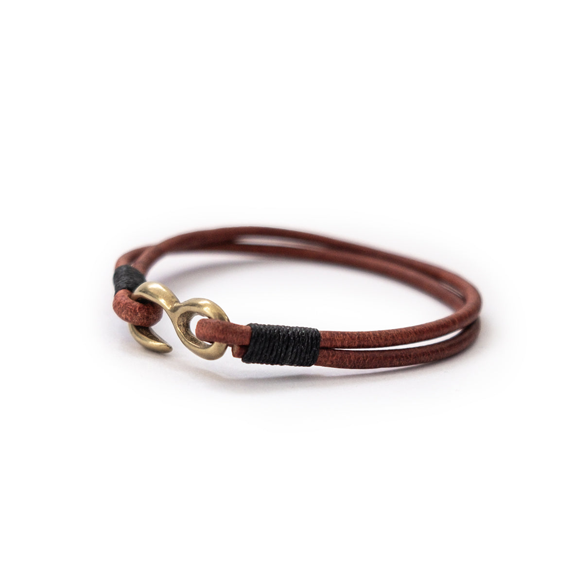 RAINER | Lederarmband mit Messingkarabiner [cognac]