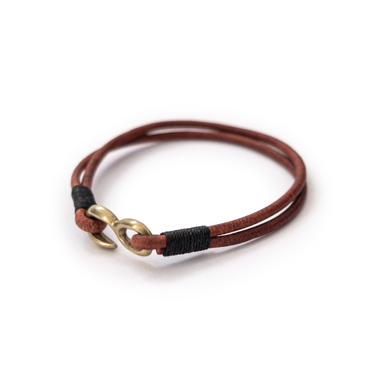 RAINER | Lederarmband mit Messingkarabiner [cognac]