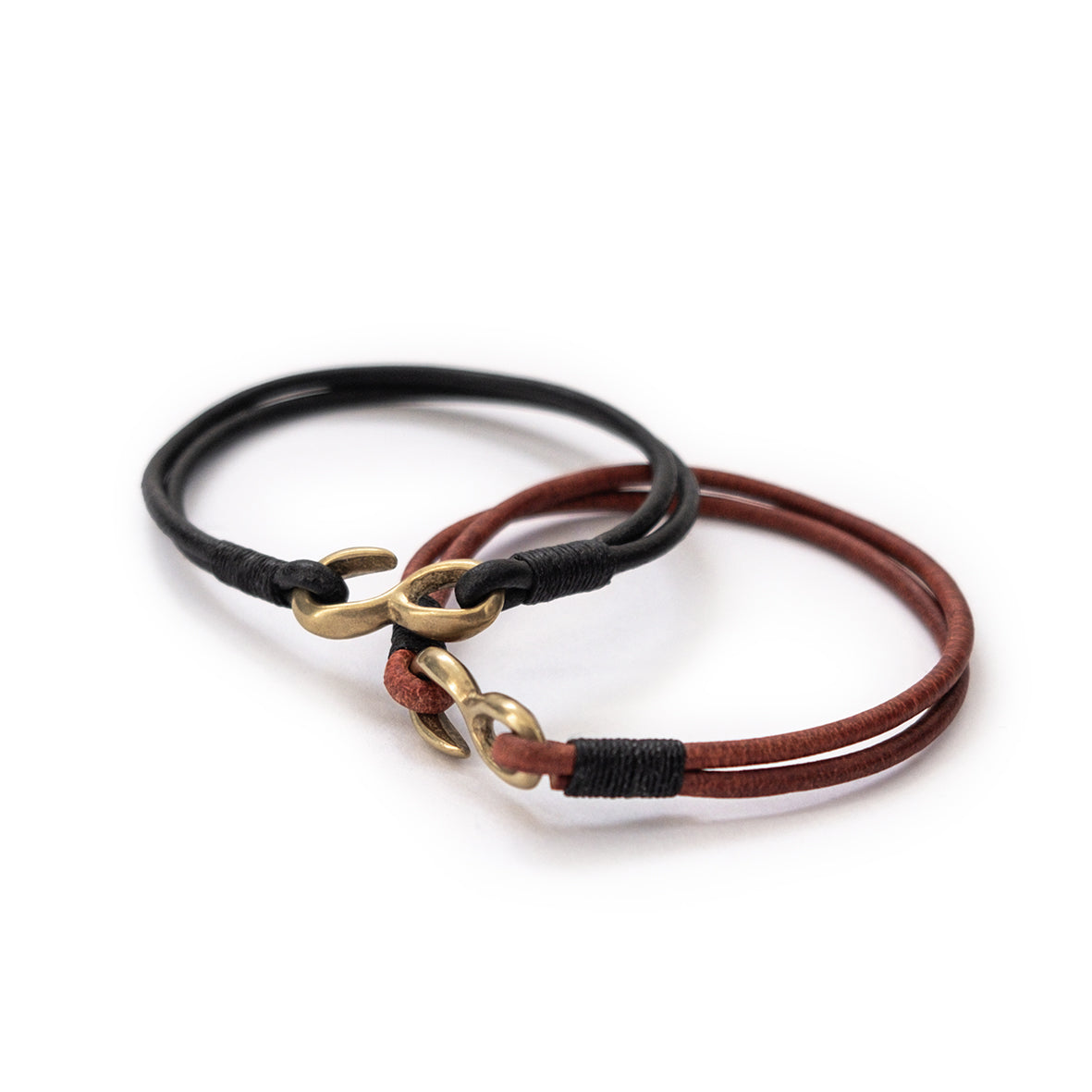 RAINER | Lederarmband mit Messingkarabiner [cognac]