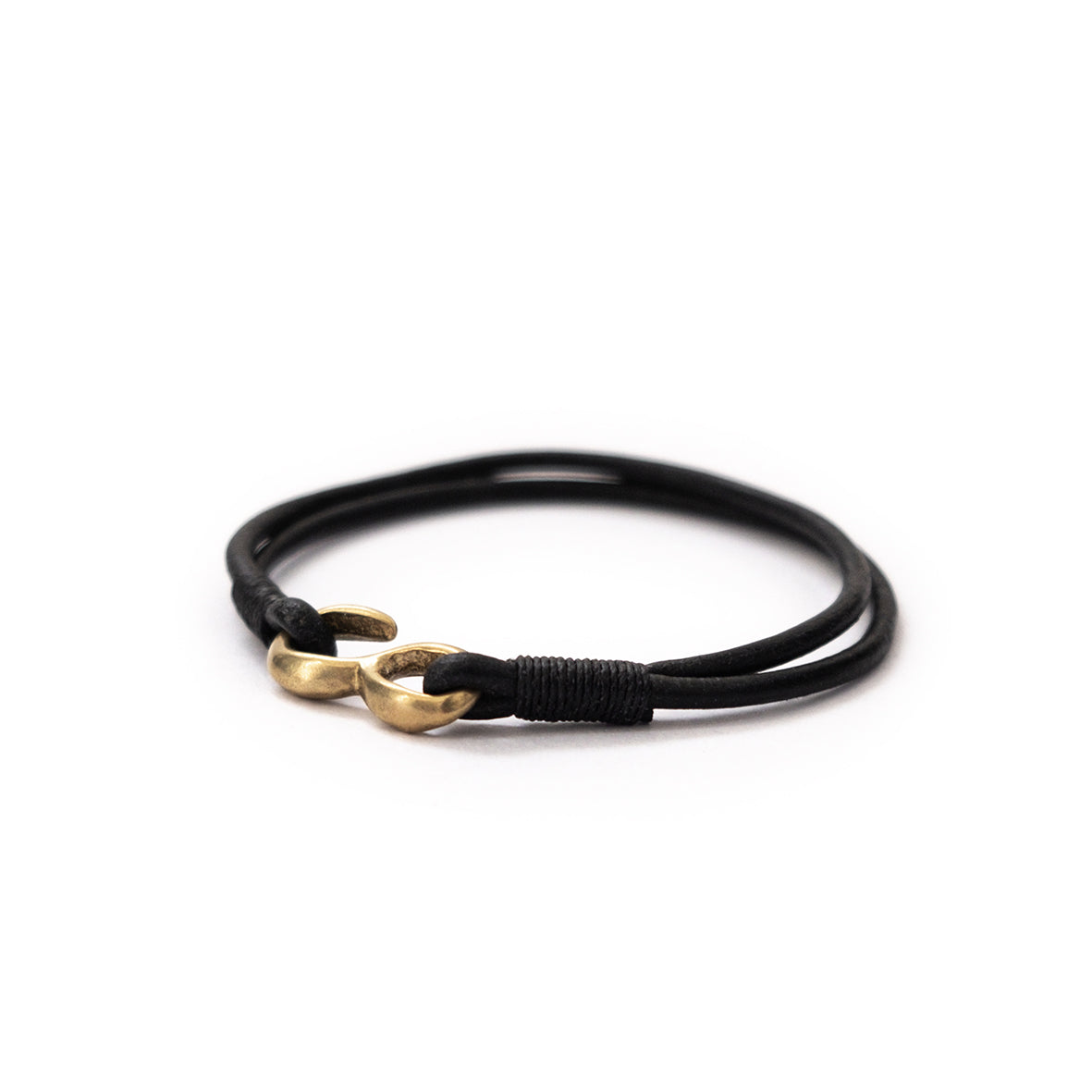 RAINER | Lederarmband mit Messingkarabiner [black]