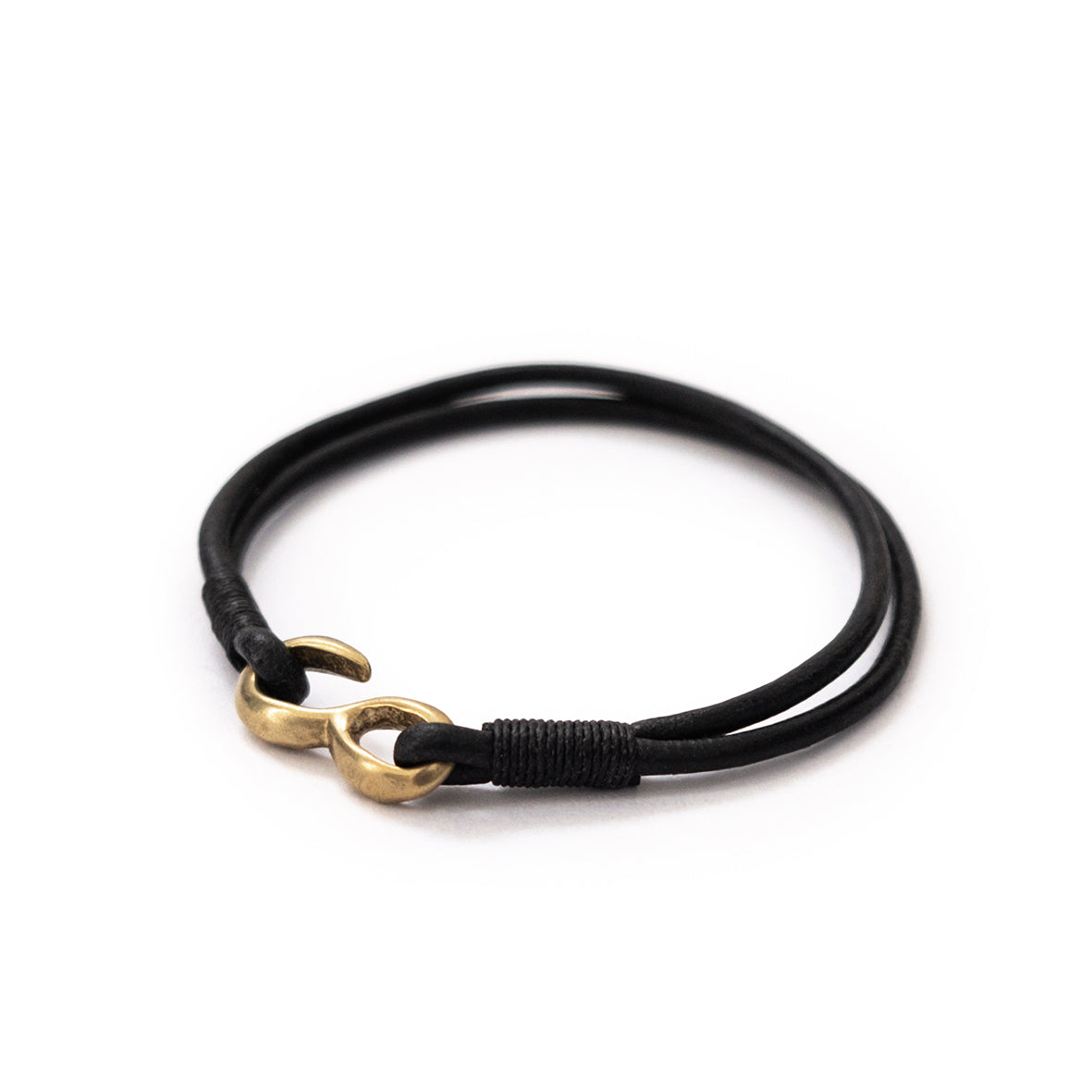 RAINER | Lederarmband mit Messingkarabiner [black]