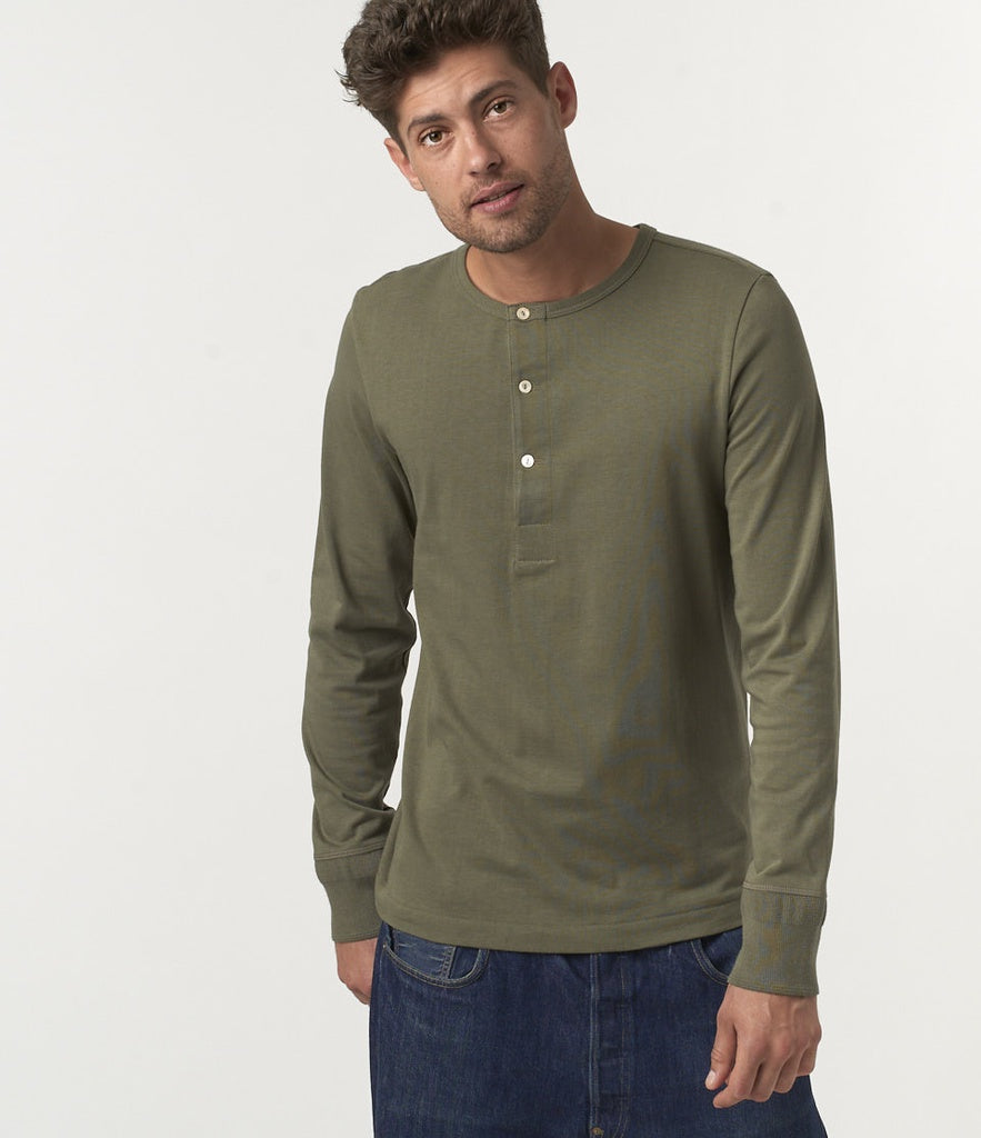 HENLEY LOOPWHEELED longsleeve [army]