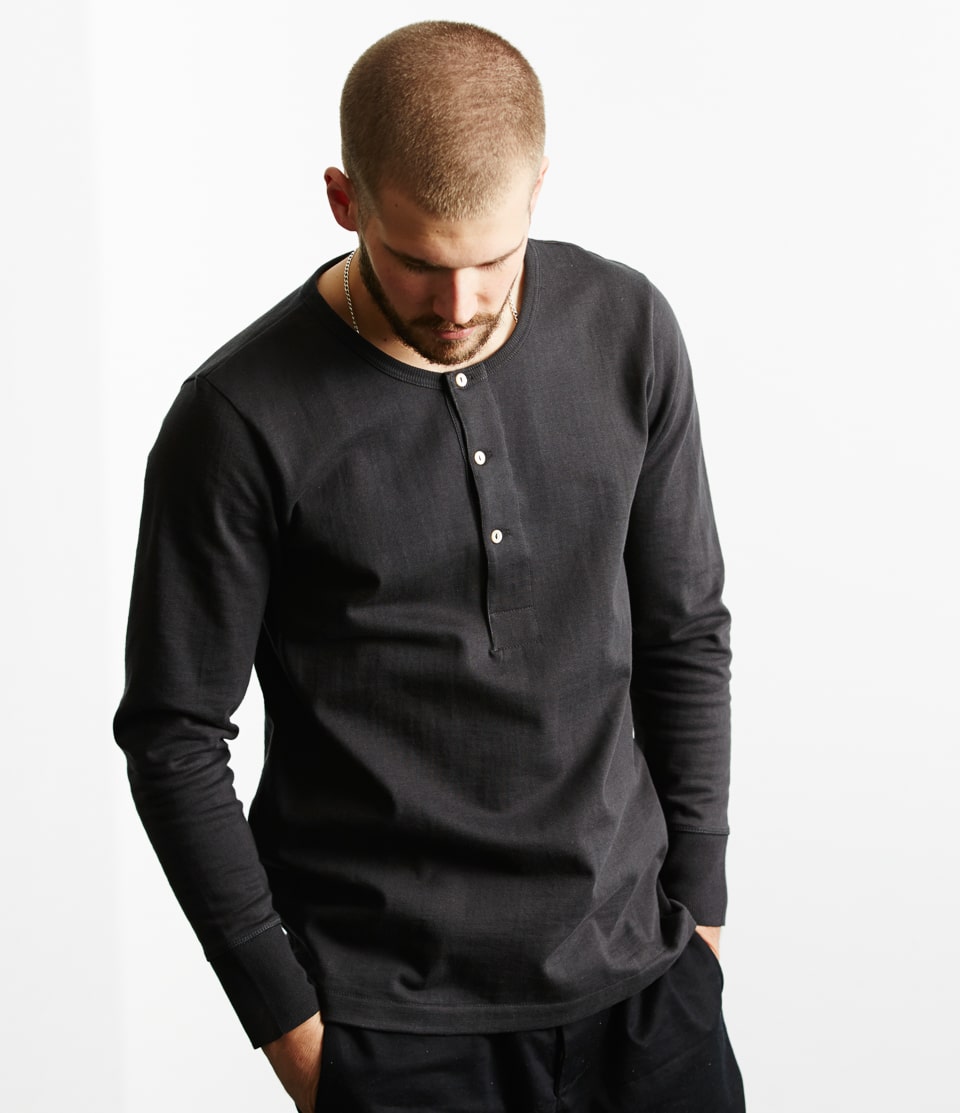 [206.98] HENLEY L/S LOOPWHEELED [charcoal]